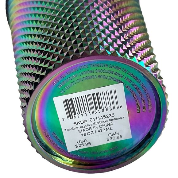 OIL SLICK Starbucks NWT Cold Cup Tumbler Grande Studded Rainbow Halloween 16 oz - Picture 4 of 4